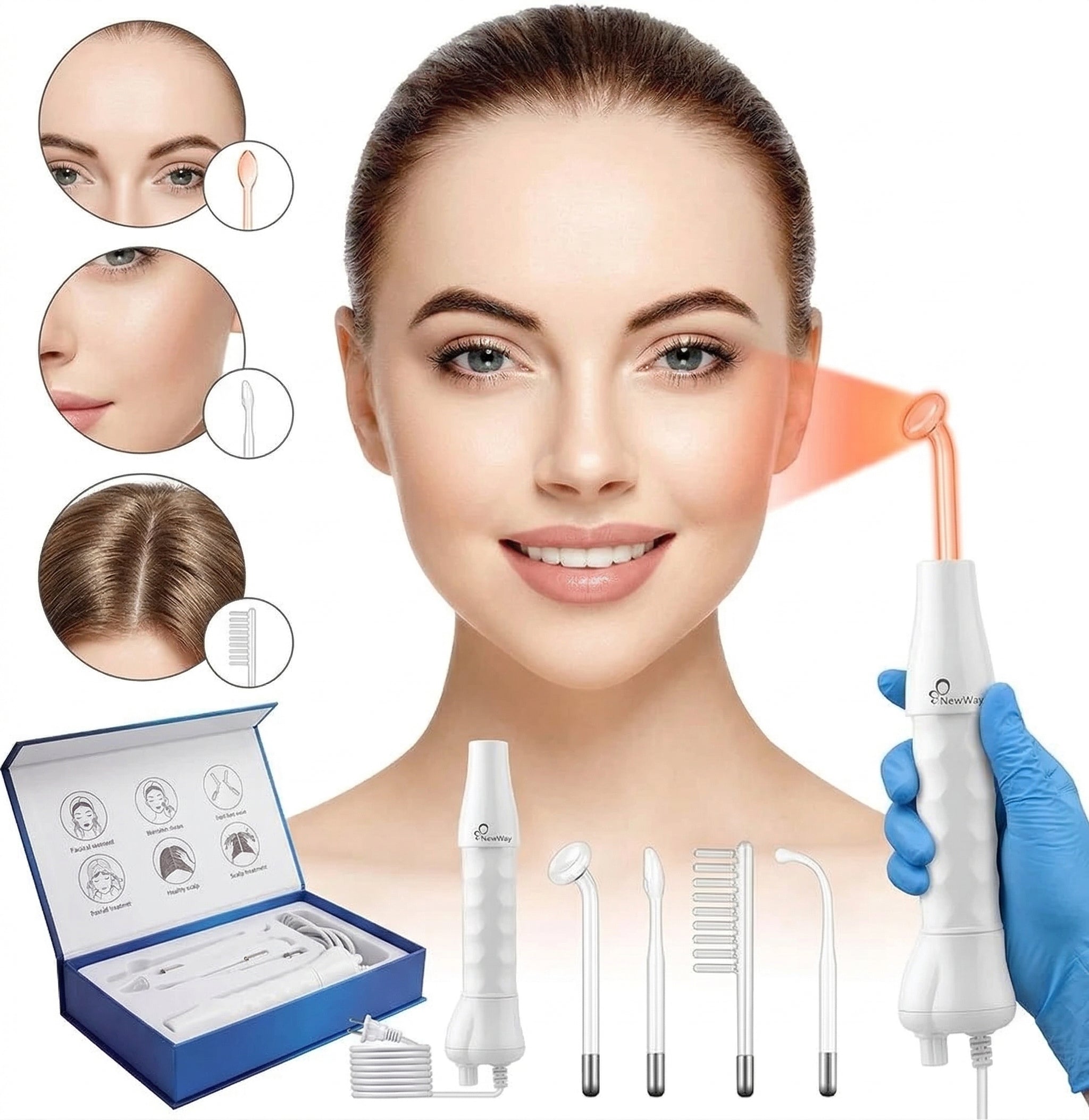 FacePro | Alta Frecuencia 4 en 1 - Tratamiento Profesional en Casa + 🎁 2 Ebook's de uso (Piel & Cabello)