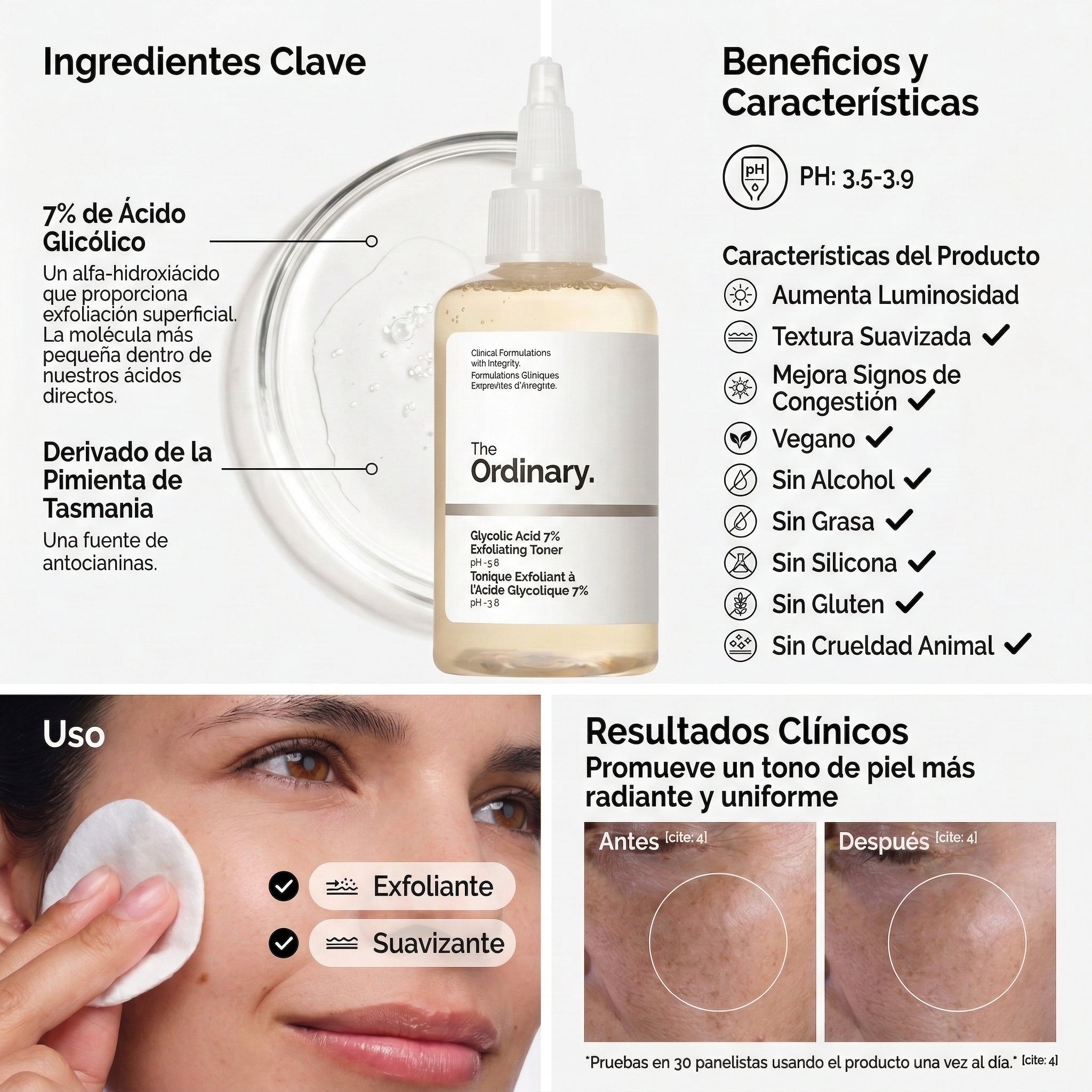 The Ordinary | Ácido Glicólico 7% Tónico Exfoliante 240ml